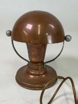 A mid 20th century chrome and copper table lamp in the manner of Paul Dupre Lafon, height 22cm.