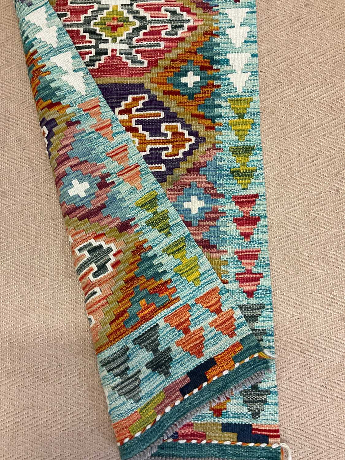 A Chobi Kilim runner, 147 x 61cm. - Image 4 of 4