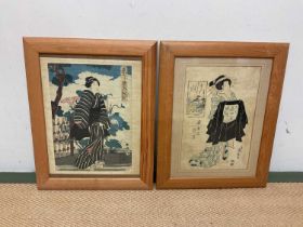 Two 19th century Japanese woodblock prints, each approx 33 x 24cm, in modern frames and glazed (2).
