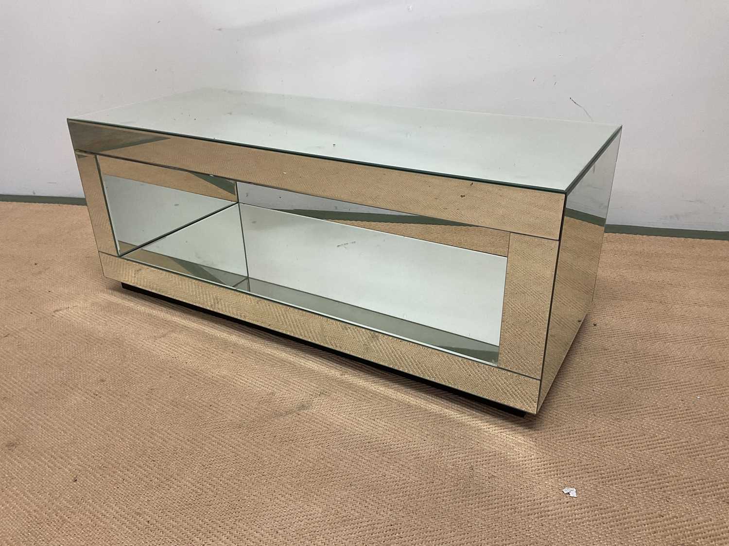 A mirrored two tier TV stand, height 40cm, width 100cm, depth 40cm. - Image 2 of 2