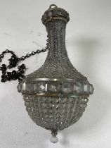 A 20th century crystal beaded basket chandelier, height 39cm, diameter 22cm.