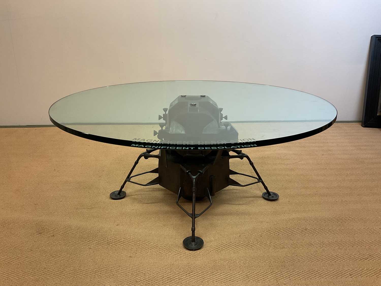 SIR PATRICK MOORE CBE HON FRS FRAS (1923-2012); a bronze 'Apollo' table by Mark Stoddart, with glass - Image 7 of 10