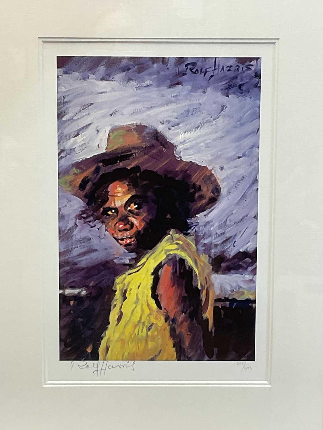 † ROLF HARRIS; a signed limited edition coloured print, 'Arnhemland Girl', numbered 253/695, the - Image 2 of 3