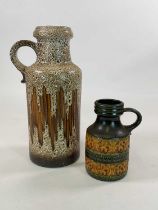 Two West German fat lava vases, taller height 45cm