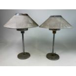 A pair of metal Swedish table lamps with metal mesh shades, height 56cm.