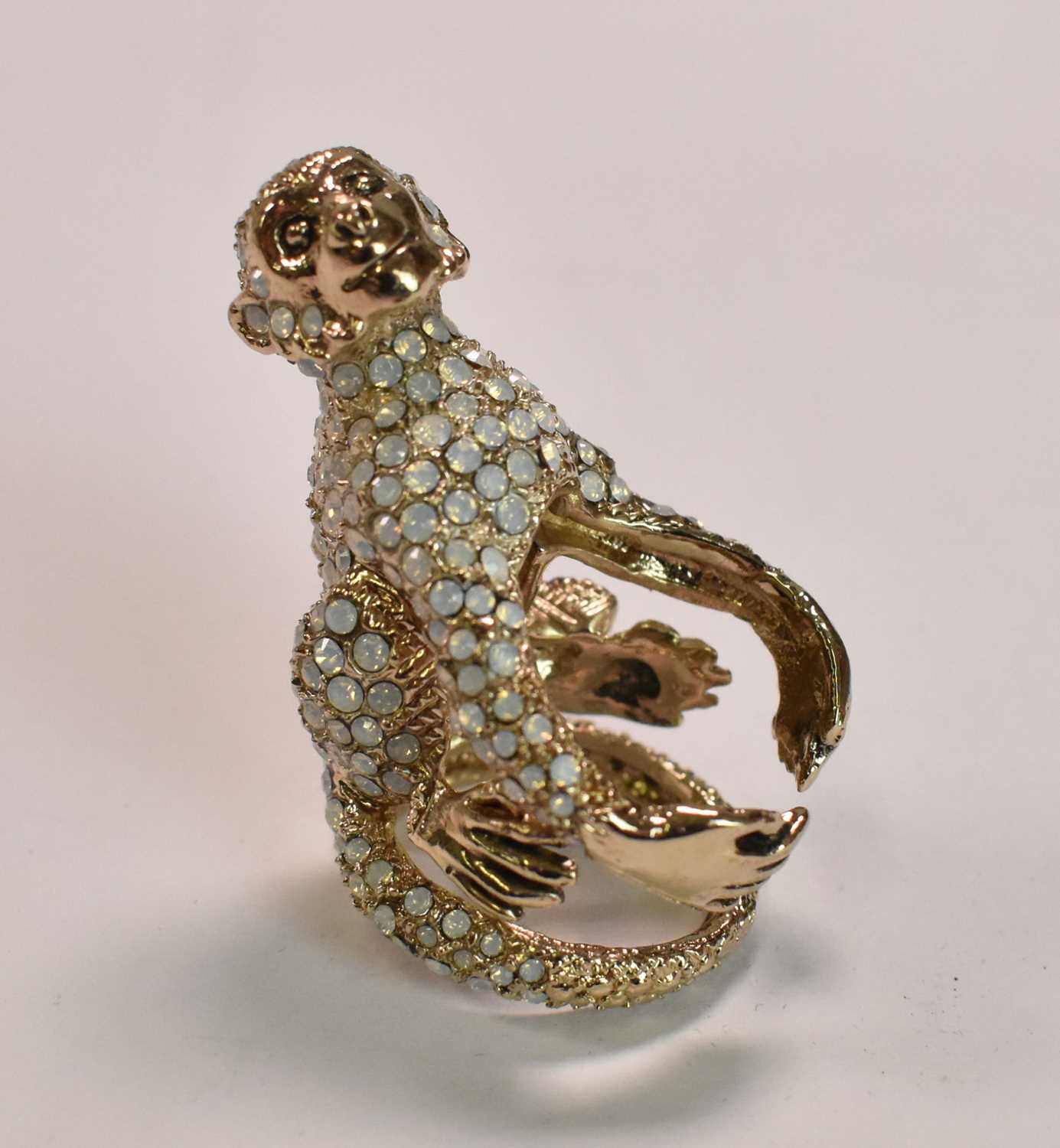 ELA STONE OF PARIS; a pair of costume jewellery large hoop earrings set with a lion's head, length - Image 6 of 8