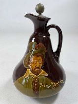 ROYAL DOULTON; a 'Ben Johnson' Kingsware Dewar's whisky flask, height 20cm (empty).