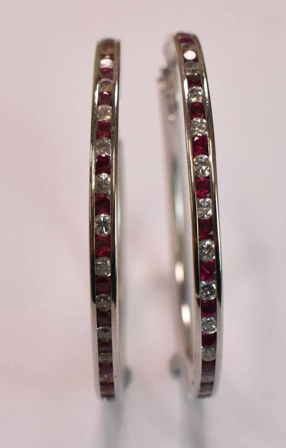 A pair of large 9ct white gold hoop earrings, combined approx 11.2g. Diameter 9.5cm - Image 2 of 2