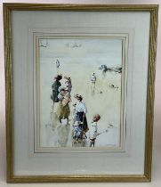 † BERNARD MCDONALD (born 1944); watercolour, figures on a beach, signed, 39 x 29cm, framed and