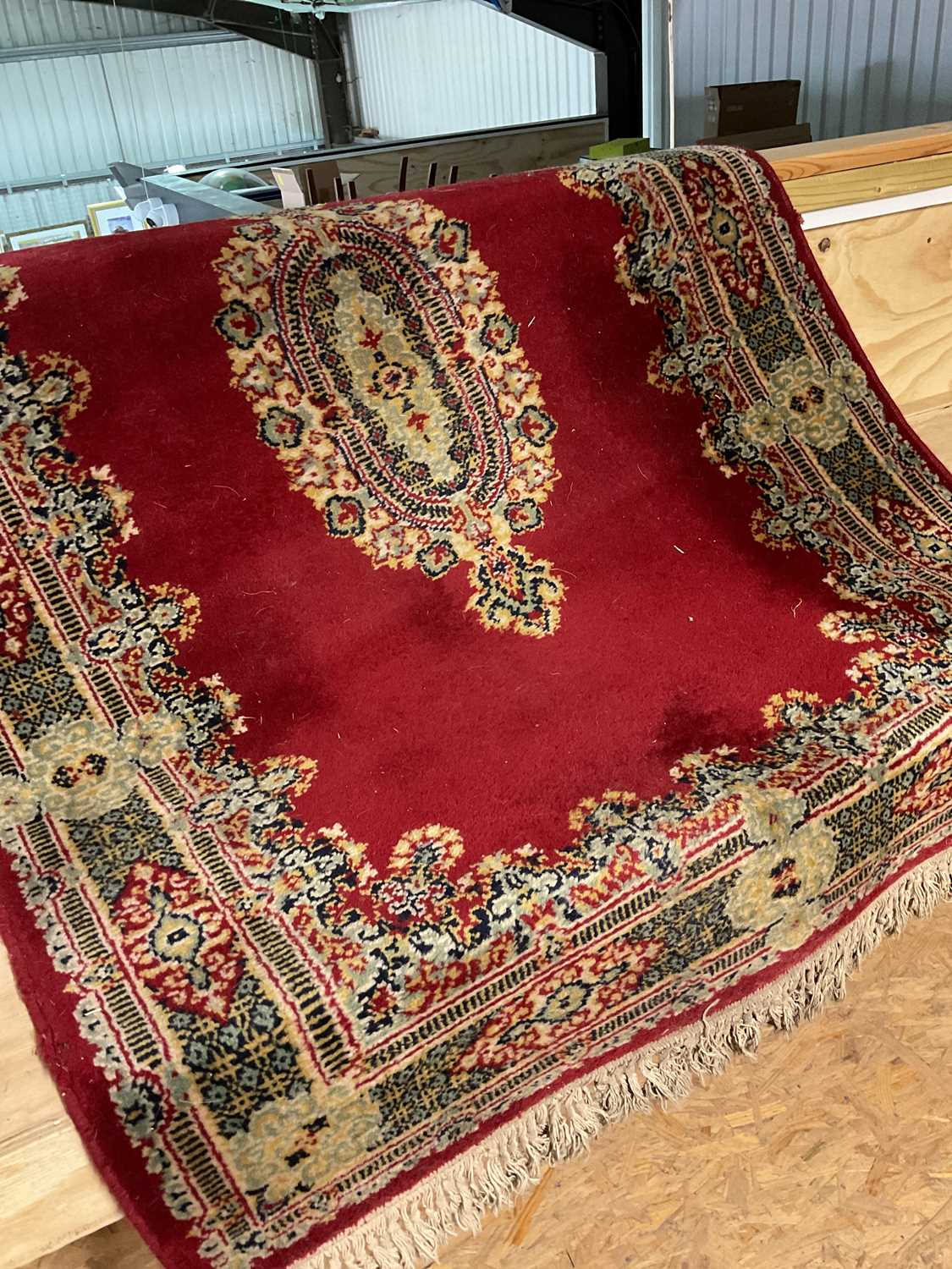 Two vintage Eastern rugs, one a dark red rug with central medallion and decorative border, 122 x - Image 6 of 6