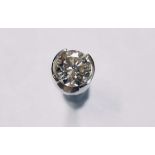 An 18ct white gold single diamond ear stud, the round brilliant cut stone weighing approx 0.50ct, in