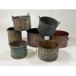 Seven 20th century vintage decorator's handled paint cans/pots.