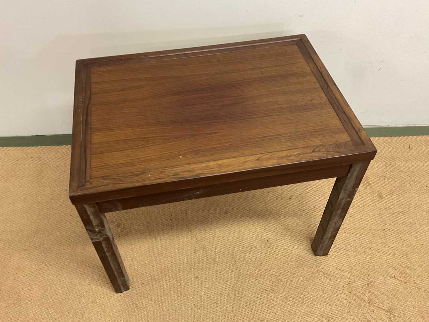 Mid 20th century Swedish rosewood side table, height 53cm, width 69cm, depth 49cm. - Image 2 of 3