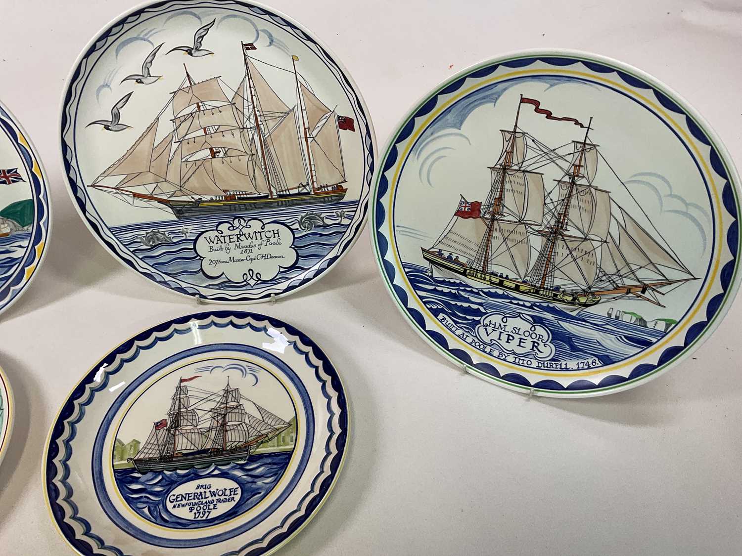 POOLE; six plates with sailing ship themes (6). Condition Report: All six plates appear to be in - Image 3 of 12