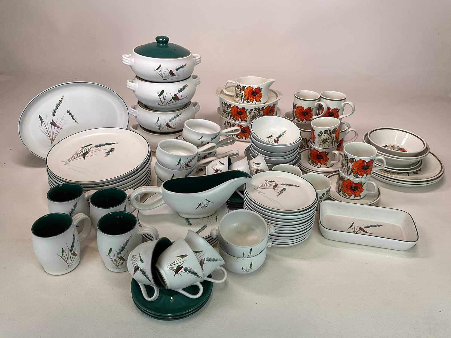 DENBY; a 'Greenwheat' dinner service, also a part dinner service by J&G Meakin in 'Poppy' pattern. - Image 2 of 2