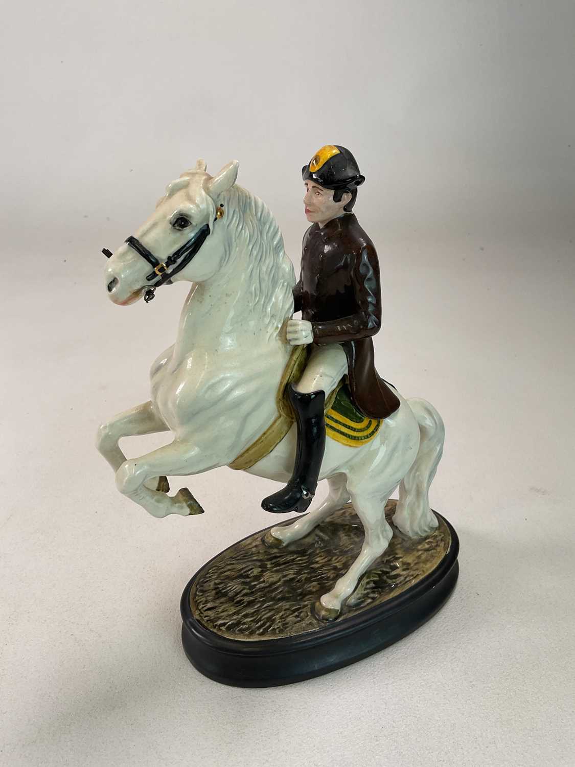 BESWICK; a Lipizzaner and rider, model 2467, Beswick black crest to oval base, height 24cm.