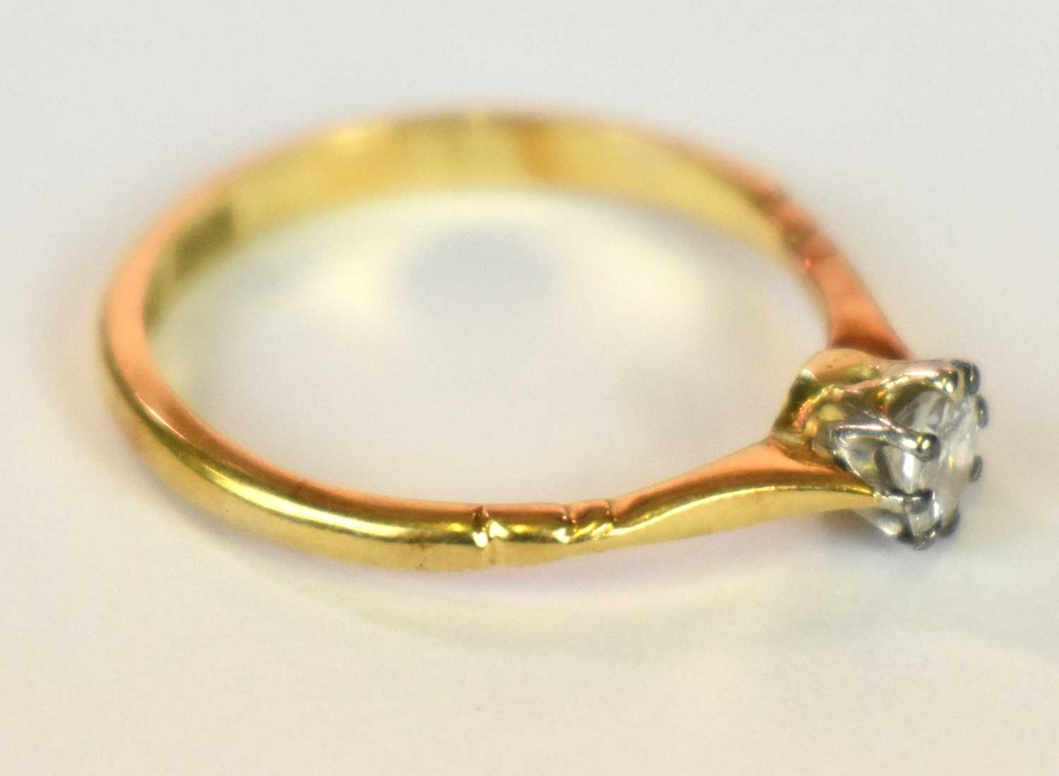 An 18ct yellow gold platinum tipped diamond solitaire ring, the round brilliant cut eight claw set - Image 3 of 5