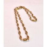 A 9ct yellow gold open lozenge shaped link chain, length 46cm, approx 8.1g.