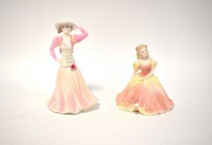 COALPORT; a small figurine modelled by John Bromley 'Celebration Time', and a figure 'Debutantes