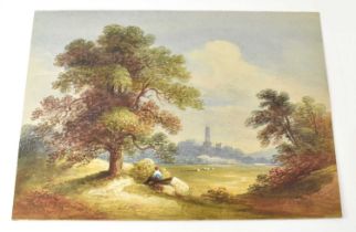 ATTRIBUTED TO FRANCIS NICHOLSON (1753-1844); watercolour, 'Near Malton, Yorkshire', signed and