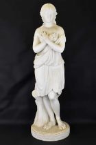 COPELAND; a large Parian figure of a semi-nude lady by tree stump, inscribe 'Penelophon The Beggar
