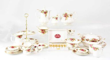 ROYAL ALBERT: 'Old Country Roses' part tea, coffee and dinner service, comprising teapot, coffee