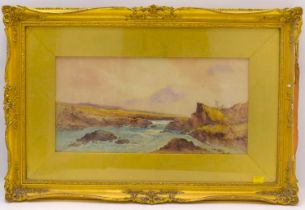 NORTON WILLIS (late 19th century); watercolour, rocky coastal scene, signed lower left, 23.5 x 47cm,