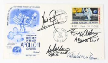 SPACE EXPLORATION; a first day cover commemorating the Apollo 11 mission, bearing the signatures