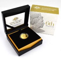 ROYAL AUSTRALIAN MINT; an Elizabeth II 'The 6th Portrait 2019 $25 Gold Proof Coin', with certificate