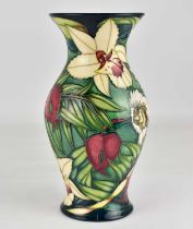 WALTER MOORCROFT; a Sian Leeper limited edition 'Cotton Top' pattern vase, no.55/750, 2002, signed