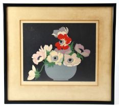 JOHN HALL THORPE (1874-1947); woodblock print 'Anemones', titled in pencil lower left and signed '