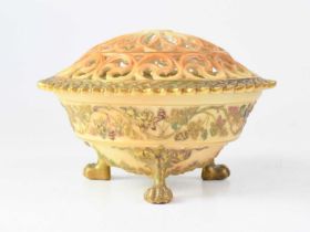 ROYAL WORCESTER; a blush ware pot-pourri and cover, printed marks, no. 846, 13 x 21cm. Condition