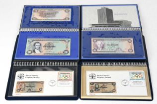 Two sequentially numbered 'Bank of Jamaica 1976 Currency Day Covers' sets, together with a 1977