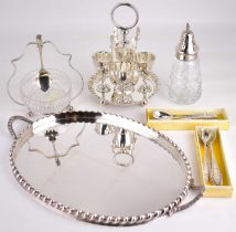 Various silver and silver plated items to include a boxed set of six Continental silver coffee