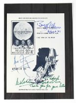 SPACE EXPLORATION; a Belgian commemorative stamp for Apollo XI, bearing signatures for Buzz