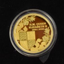 THE PERTH MINT; 'The Queen's Platinum Jubilee 1/4 Ounce Gold Proof Coin, $25 Denomination, Gold 99.