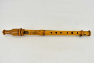 A single boxwood Flageolot flute 'Improved Patent Flageolot Flute, London D', length 35.5cm.