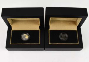 HATTONS OF LONDON; two Victoria Cross gold quarter sovereigns, each 22ct gold, each approx. 2g, both