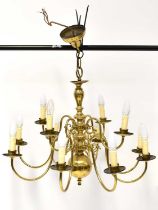 A twelve-branch brass-effect Dutch style electrolier, height 80cm.