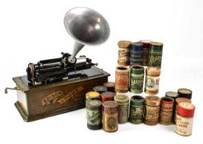 An 'Edison Home Phonograph', serial no. H119726, and a quantity of wax cylinders.