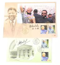 NELSON MANDELA; a first day cover bearing the signature 'Mandela 14.9.08' and one other signed Graça