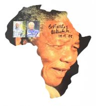 NELSON MANDELA; a postcard in the shape of the African Continent signed and dedicated 'Best Wishes