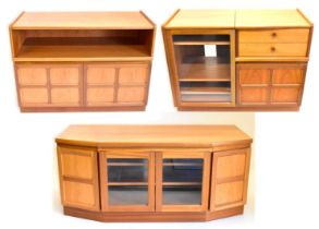 PARKER KNOLL; three 1990s pieces comprising a short sideboard with shelf over two cupboard doors, 75