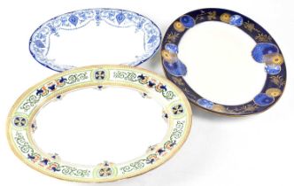 A small mixed lot of ceramics comprising three meat plates including a Byron example, an unusual