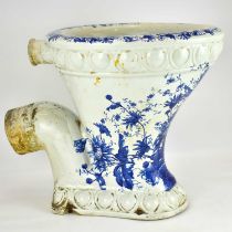 THE EXCELSIOR; a circa 1880 wash down ceramic toilet, with underglaze blue floral pattern, 42 x 48 x