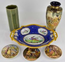 Mixed ceramics to include a Spode oval dish decorated in the 18th century style, with exotic bird