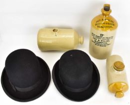 A collectors' lot comprising two bowler hats, both 6 7/8, one by HB Tiviot, a Fox & Walsh