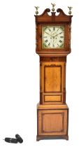CHARLES JOHNSON, WIGAN, MARKETPLACE; an eight-day longcase clock, with floral painted and gilt-
