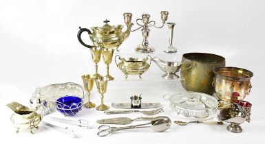A good quantity of plated items including various flatware in a six-setting canteen, a quantity of