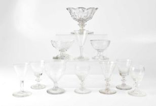 A small quantity of glassware, to include late 19th/early 20th century ale glasses, salts and a